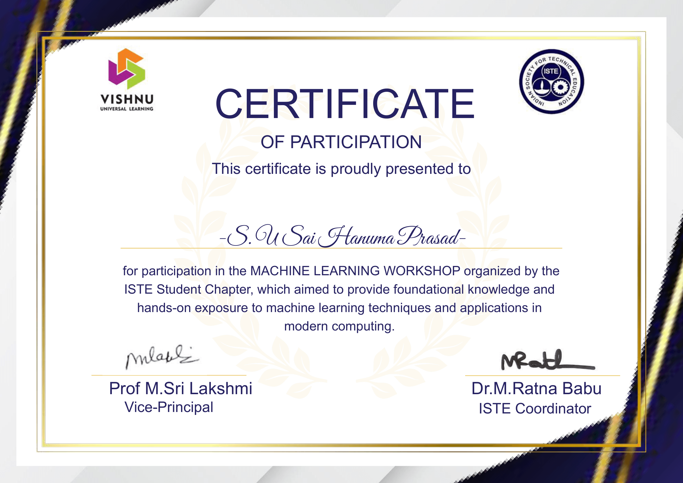 Machine Learning Workshop Certification